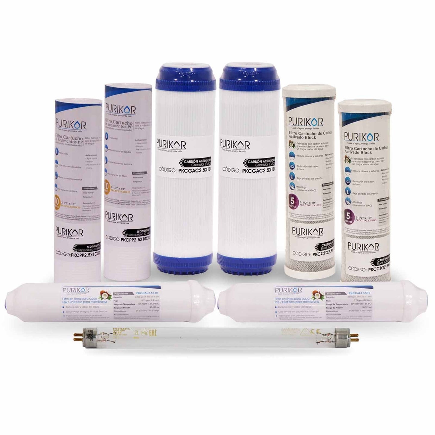 Kit de mantenimiento 12 meses para equipos de ósmosis inversa 100G, 400G y ultrafiltración con UV