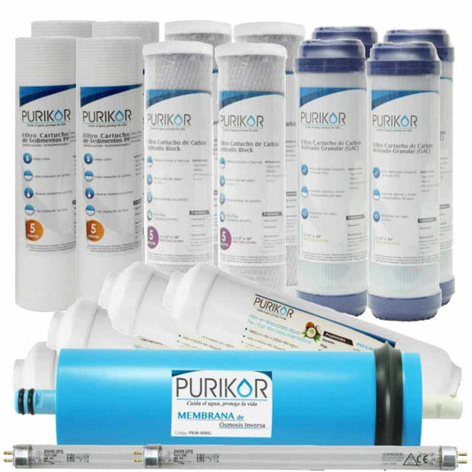 Kit de mantenimiento 24 meses para equipos de ósmosis inversa 400GUV